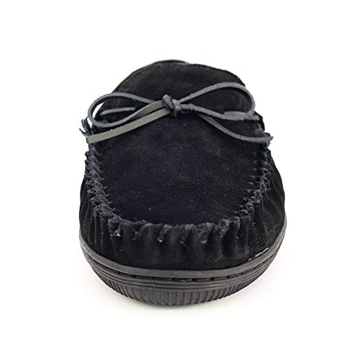 Pamir Men's Genuine Suede Fleece Moccasin Slippers Indoor Outdoor Slip On Driving Loafer Shoes Black 10 M Us #TOP6