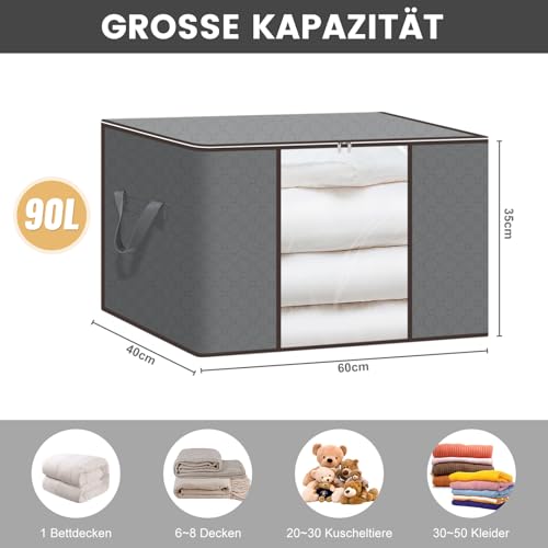 Sac rangement vetement 90L pliable lot de 6 boite textile pour couvertures