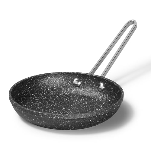 Image of Starfrit The Rock Terra 6" (16cm) Ceramic Non-Stick Fry Pan, Thick Aluminium Base Breakfast Pan, Chemical Free, Dishwasher Safe, Black Marble