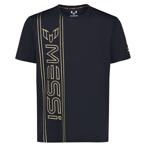 Image of Messi Men's Lifestyle Side Track Poly Tee, Standard Fit T-Shirt, Polyester & Spandex
