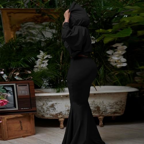 Womens Batwing Sleeve Tops 2 Piece Outfit Fishtail Mermaid Maxi Skirt Sets Heaps Collar Tops 2 Piece Outfit3