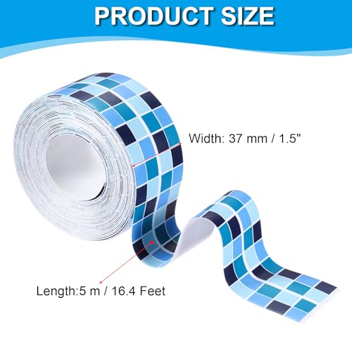 Image of PATIKIL Caulk Tape 1.5 inch x 16 Ft, Self Adhesive Sealing Tape Waterproof Toilet Tub Caulk Sealant Strip Sealing Trim for Kitchen Bathroom Toilet Bathtub Sink Countertop, Dark Blue