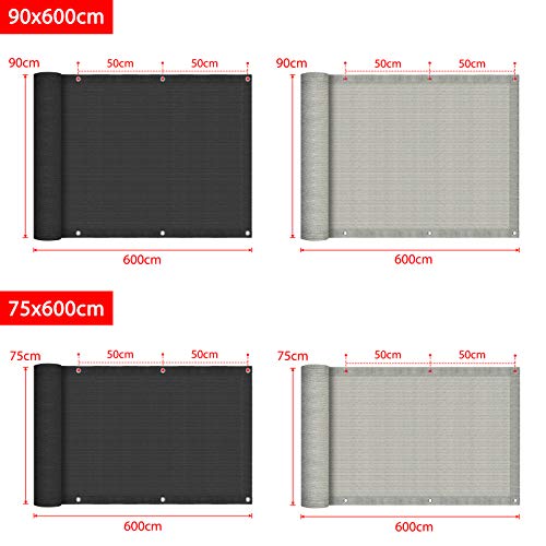 Balkon Sichtschutz Uisebrt 90×600 cm in Anthrazit für mehr Privatsphäre