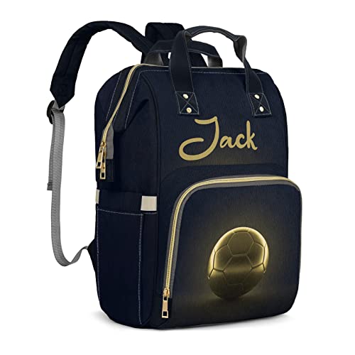 Personalized Diaper Bags Gold Soccer Football Backpack with Name Mommy Nursing Bags Gifts for Mom Dad2