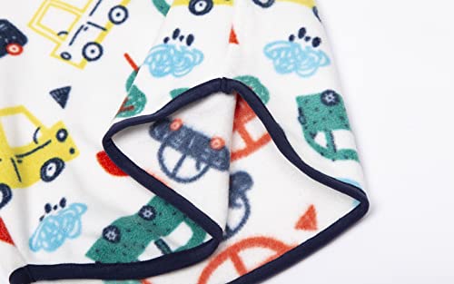 Mud Kingdom Toddler Boys Fleece Sweatshirts Long Sleeve Basic Pullover Warm Winter White Cartoon Car 4T #TOP5