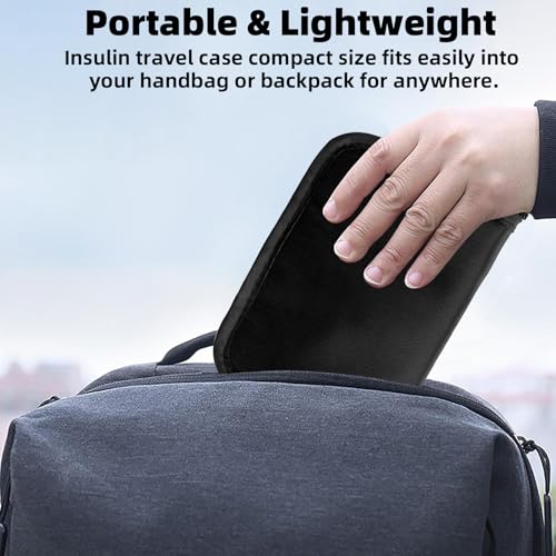 Diabetic Travel Case - TSA Approved, Glucose Monitor & Insulin Case for Test Strips, Blood Glucose Monitor (Black)
