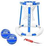 GoSports Splash Hoop 360 Floating Pool Basketball Game, Includes Water Basketball Hoop, 2 Balls and Pump