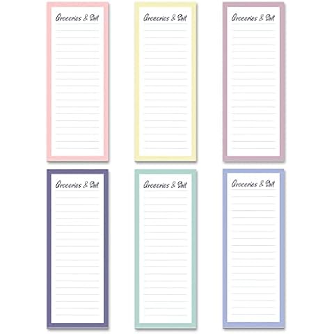 MATICAN Grocery List Magnet Pad for Fridge, 6-Pack Magnetic Note Pads Lists, 60 Sheets Per Pad, Cool Pastel, Full Magnet Back to-Do-List Notepads, 6 Pastel Colors Cover