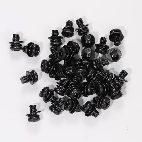 Image of 20 PCS Vesa Screws, VESA Compatible M6x10mm TV /Monitor Wall Mount Screws for 75x75mm and 100x100mm Brackets. Phillips Head M6 x 10mm Black with Washers (20, M6 x 10mm)