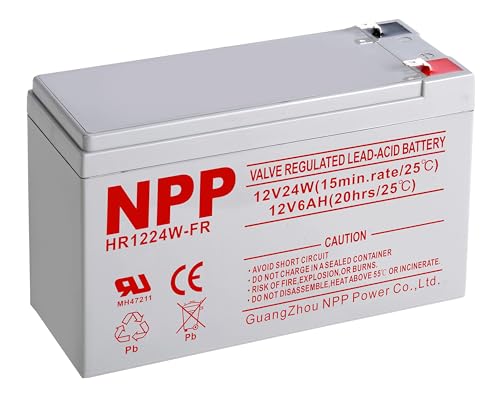 NPP HR1224W 12V 6Ah Battery 144W High Rate AGM UPS Replacement Battery with F2 Terminals Compatible with APC RBC154 BE600M1 BN650M1 NS1250