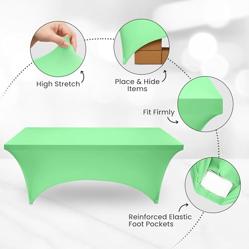 Image of Utopia Kitchen Spandex Tablecloth 1 Pack [6FT, Bright Green] Tight, Fitted, Washable and Wrinkle Resistant Stretch Rectangular Patio Table Cover for Event, Wedding, Banquet & Parties[72Lx30Wx30H Inch]
