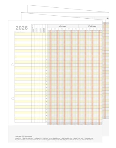 Personalplaner - Holyplan 2026 - Kalender für 32 Mitarbeiter/Personen/Objekte
