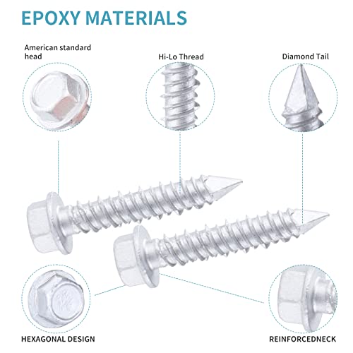 Bobibbi 1/4 X 1-1/4" 410 Stainless Steel Hex Head Tapcon Concrete Screw Anchor, For Anchoring To Masonry, Block Or Brick (50Pcs) #TOP1