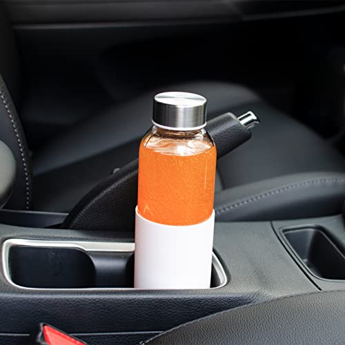 Image of Luxfuel 18 oz Glass Water Bottles with Lids and Silicone Sleeve 10 Pack | Leak Proof Stainless Steel Lids, BPA Free, Reusable Glass Bottles for Juicing, Smoothies & Refrigerator, Dishwasher Safe