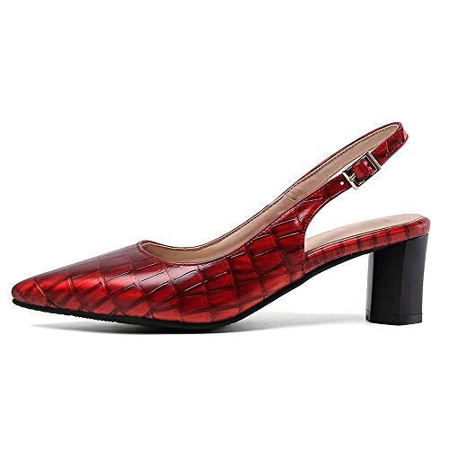 LUXMAX Women Mid Block Heel Pointed Toe Pumps Slingback Court Shoes2