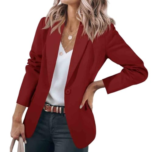 Blazer Jackets for Women Casual Blazers Open Front Long Sleeve Work Office Suit Jackets Business Suit Jackets Wine Red