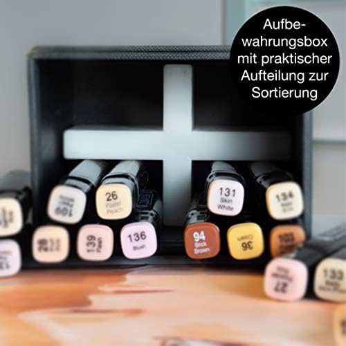OfficeTree 24 Alcohol Marker Pens Set - 24 Colors - Alcohol Markers - Skin Colours - Twin Marker for Sketching, Coloring, Highliting, Drawing and Painting - Alcohol Based Pens Skin Colour