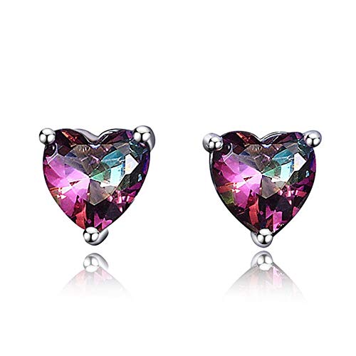 LSLYTQ Earrings For Women Romantic Heart 925 Jewelry Earring With Created Gemstone Topaz Stones Party Wedding Birthday Gifts