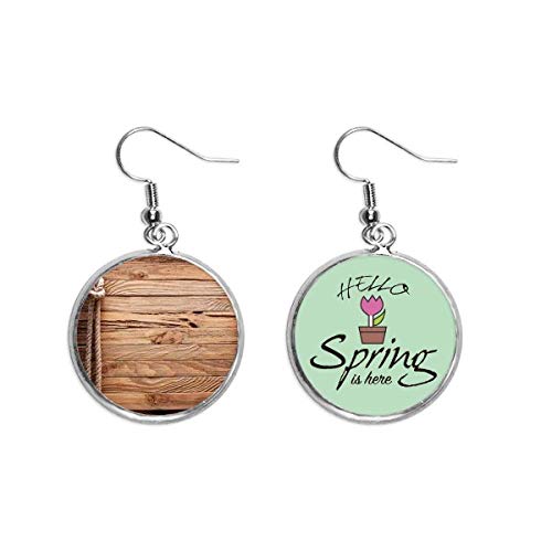 Pendientes de primavera con colgante decorativo de madera y rayas