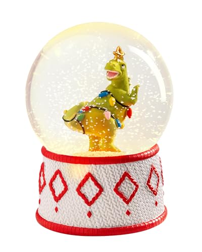 Bdor Christmas Snow Globe, Christmas Dinosaur Musical Snow Globe Decor