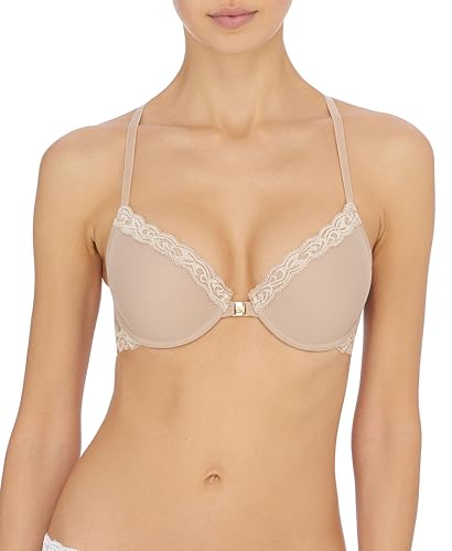Natori Women's Feathers Front Close T-Back Bra, Cafe 36DD