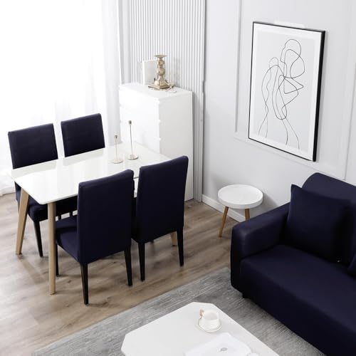Image of HOKIPO Elastic 1 Seater Sofa Cover Stretchable Slipcover, Space Blue (NEW2-AR-4277-E6)
