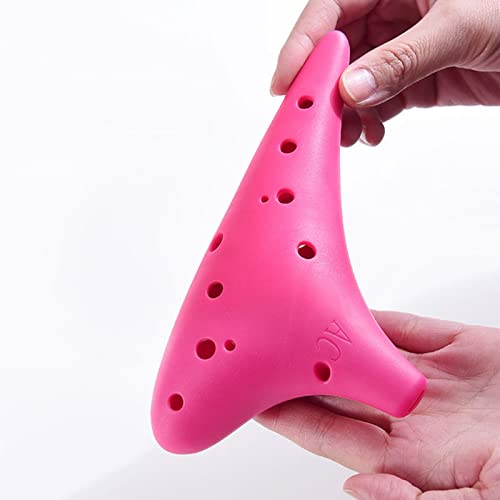 Aestivate Plastic Ocarina Instrument 12 Hole Ocarina Alto C 12-Hole Ocarina Instrument Easy Instrument for Children, Beginners Pointed Ocarina(Pink)