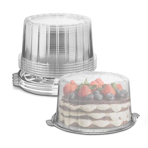 MT Products Round PET Plastic Cake Container 8" - Plastic Bakery Boxes (Pack of 100) - Made in USA