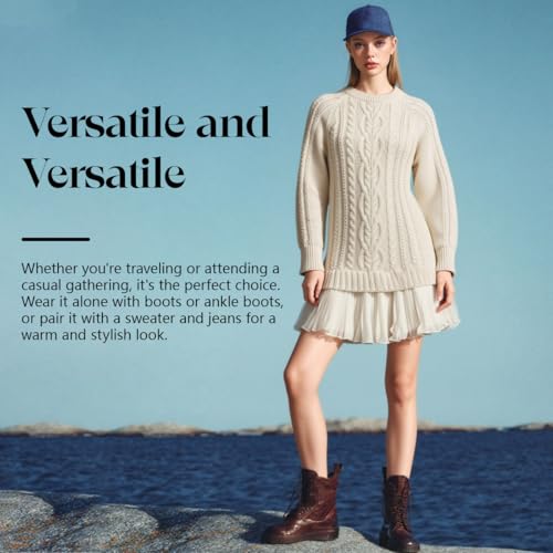 Women Crewneck Cable Knit Sweater Mini Dress, Sweater Dress with Skirt, Cable Knit Sweater Mini Dress, for Women3