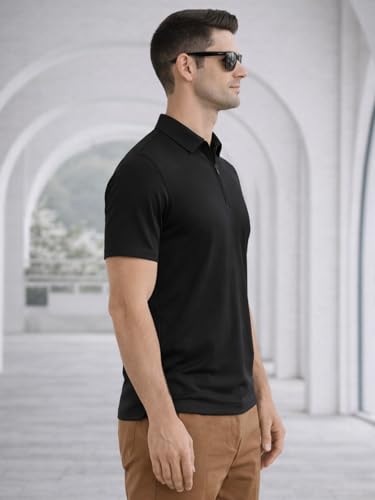 Image of Veirdo Men's Regular Fit Interlock Polo T-Shirt, Cotton Fabric, Half Sleeves,Stylish Collared Neck, Perfect for Casual and Office Wear, Soft, Comfortable (S-2XL)
