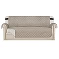 BellaHills Sofa Protectors for Pets/Dogs/Kids Sofa Covers 3 Seater Couch Covers Furniture Protector Covers Soft Quilted with Non Slip Strap Seat Width: 66" | 3 Seater, Khaki/Beige