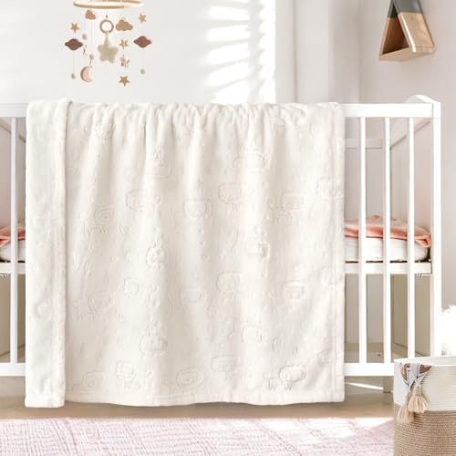 Image of BORITAR Fleece Baby Blanket 3D Animal Blanket, Ultra Soft Fluffy Baby Blankets for Boys Girls, Cozy Infant Toddler Newborn Receiving Blankets for Crib Stroller (30x40 Inches, Cream)
