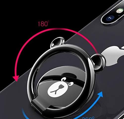 AccessoryHappy Cute Cartoon Bear Finger Ring Stand, Ring Holder 360° Rotation Cell Phone Stent Holder Grip Kickstand Compatible w/iPhone 7 7 Plus iPhone 8 8 Plus 6S Galaxy S6 S7 S8 (Black)