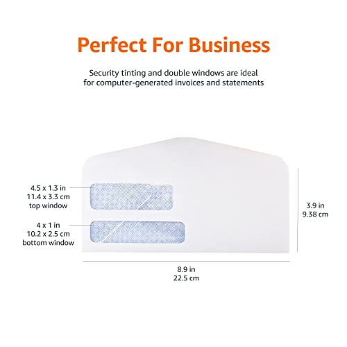 Amazon Basics #9 Double Window Security Tinted Envelopes, White, 500 Ct #TOP6