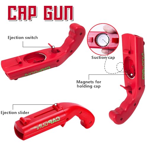 Cap Gun flesopener, grappig, kroonkurkpistool als cadeau, flesopener, pistool, geschikt voor thuisgebruik van mannen, bar, barbecue, feestspelletjes, kerstcadeaus (grijs + rood + zwart) - Afbeelding 4