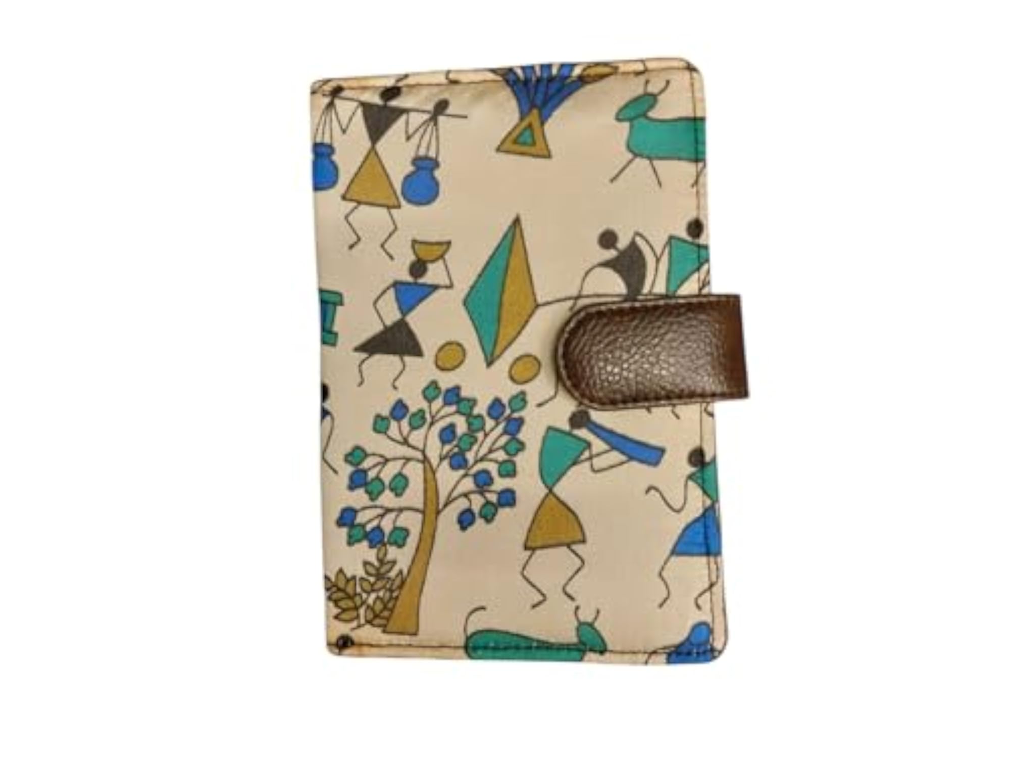 Tribal Print Passport Wallet, Vegan Leather, Blue