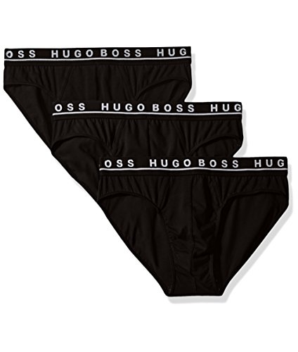 HUGO BOSS Men's 3-Pack Classic Regular Fit Stretch Briefs, Black, Large