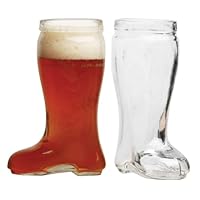 Chefcaptain Boot Mug Set of 2 Huge 1 Liter Glass Beer Mugs Drinking Glasses, Clear, 1 Liter
