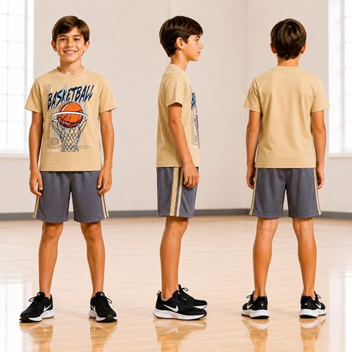 Image of Pro Athlete Active Boys Short Sets - 3 Piece Performance Short Sleeve T-Shirt and Dry Fit Shorts - Boys Athletic Sets (8-16)