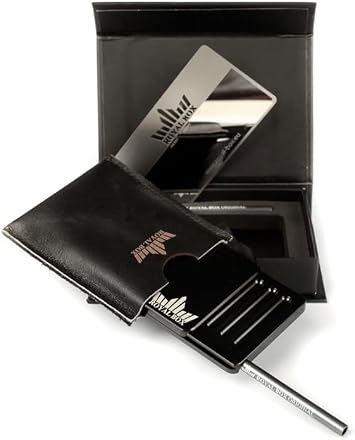 Royal Box Black Luxury Snuff Storage Box 8 Slot Aluminum Alloy w/Built in 3" Straw