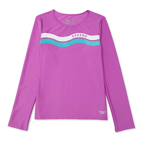 Speedo Camiseta de natación UV de Manga Larga Surf, Amatista, L para Niñas