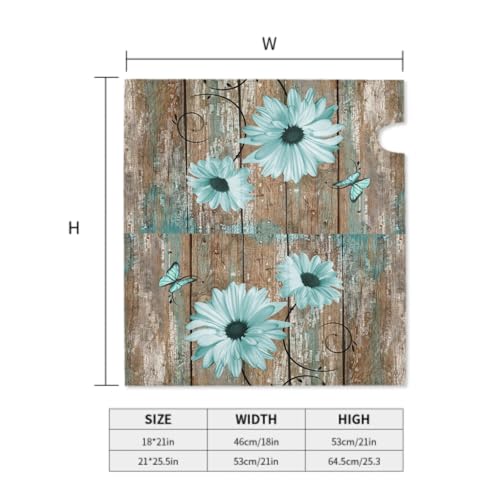 Image of Rustic Daisy Board Mailbox Cover Magnetic, Teal Sunflowers Vintage Wood Grain Plank Mailbox Wrap Letter Post Box Cover for Yard Garden Outside Home Decor, Large Size 25.5x21 Inch