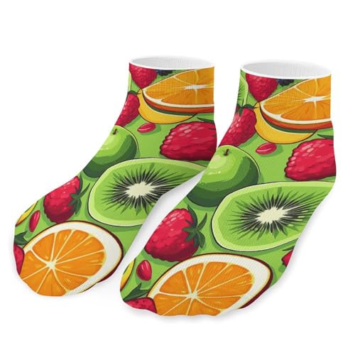 MNVTSKOP Chaussettes de sport avec imprimé de fruits divers - Chaussettes de course à pied - Chaussettes courtes et douces - Évacuation de l'humidité - Chaussettes basses pour homme et femme,