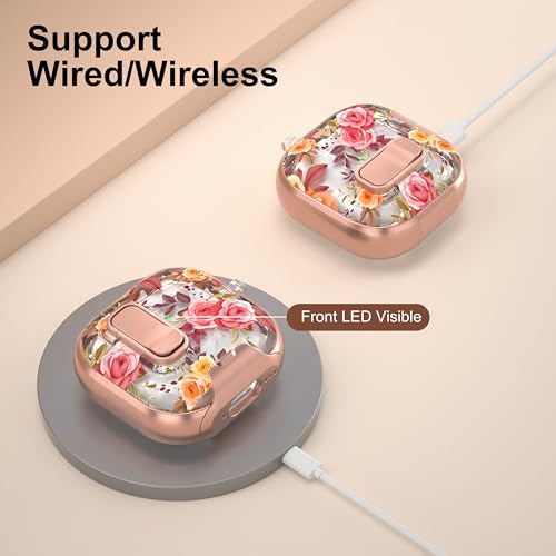 Image of for AirPods 4 Case 2025 with Safety Lock & Foldable Phone Stand, Red Rose | Double Drop Protection,Two-Piece Design, Airpod 4 Case with Keychain & Cleaner Kit, Support Wireless Charging, Shockproof