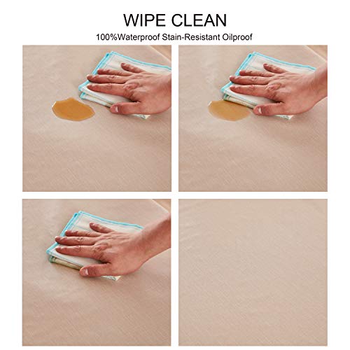 NLMUVW Rectangle Vinyl Tablecloth 100% Waterproof Oil Proof Spill Proof PVC Table Cloth Wipe Clean Table Cover for Kitchen Dining Picnic, 54 x 120 inch, Champagne by NLMUVW - Used condition - Image 5