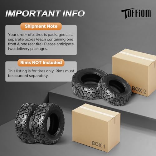 Image of TUFFIOM Set of 4 ATV /UTV All-terrain Tires 25x8-12 Front 25x10-12 Rear, 6 PR, Tubeless