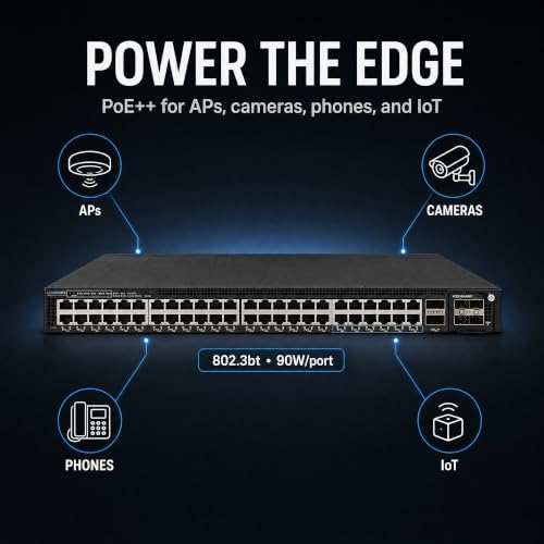 Image of Ruckus ICX7550-48ZP Managed Switch, 36x 2.5G Multigigabit PoE++ + 12x 1 /2.5 /5 /10G Multigigabit PoE++, 2x 40 /100GbE QSFP+ + Modular Expansion Slot Uplinks, up to 1900W Power Budget - ICX7550-48ZP