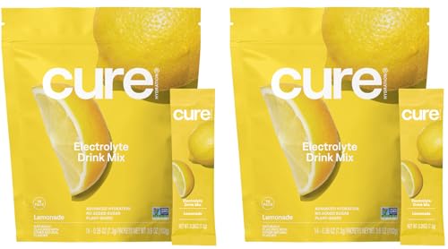 Image of Cure Hydration - Electrolyte Drink Powder Lemonade 28 Packets | Plant-Based Dehydration Relief Mix Made with Coconut Water, No Added Sugar, Vegan, Non-GMO, Gluten Free, FSA-HSA Eligible