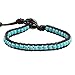 KELITCH Türkis Perlen Wrap Armband Natürliche Leder Einstellbare Armbänder Kristall Perlen Strang Armbänder