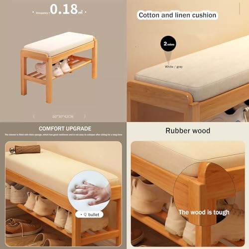 Benches Garden Bench Outdoor Patio Seating Backless Park Chair Lawn Path Slatted Seats,Entryway Bench Shoe Shelf with Seat Cushion，Entryway sit Down Bench with Shoe Storage，Farmhouse Shoe St